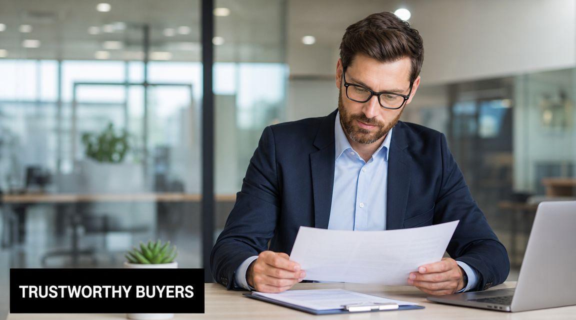 A professional man in a suit reviewing important documents while sitting at an office desk.